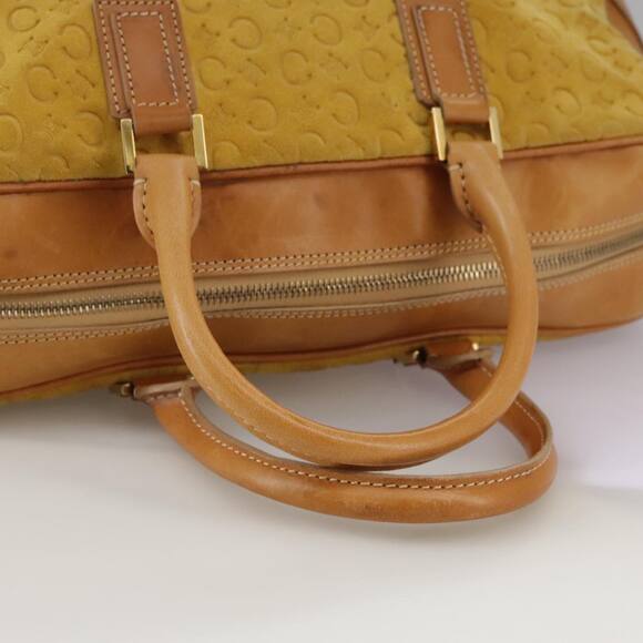 CELINE C Macadam Canvas Hand Bag Suede Leather Yellow Gold - Picture 7 of 13